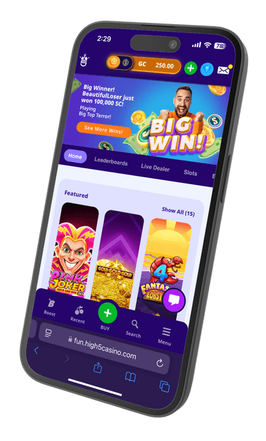 Mobile view of High 5 Casino