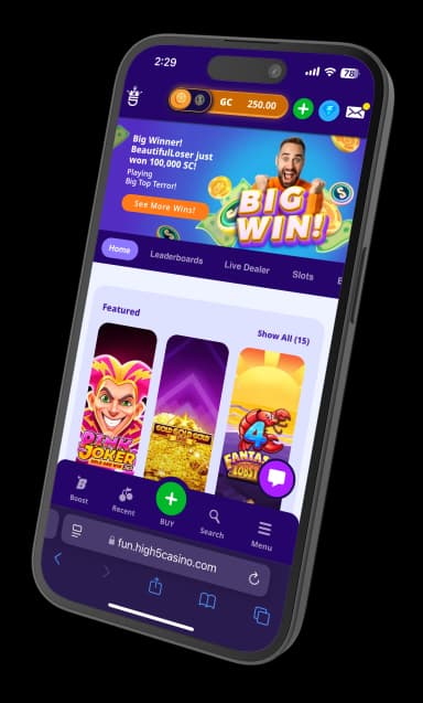 Mobile view of High 5 Casino