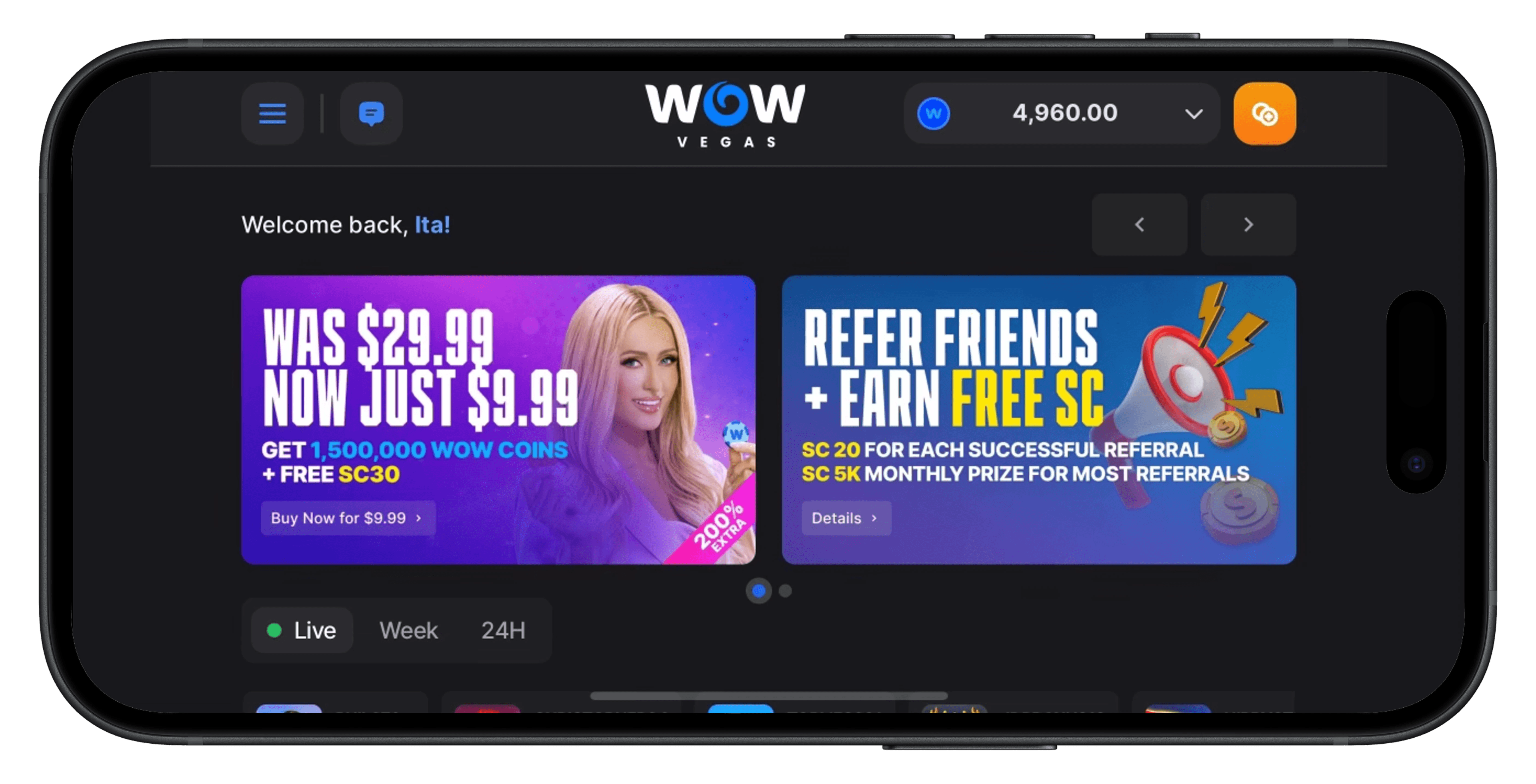 Image for Wow Vegas casino on the iPhone