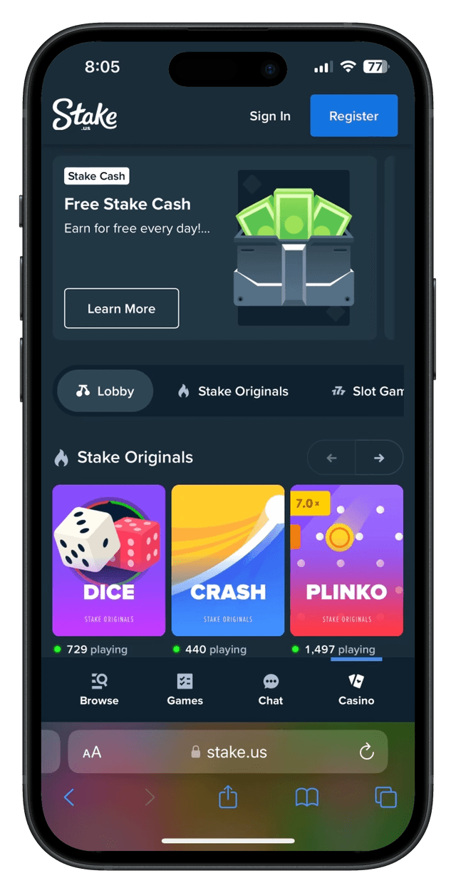 Click to join Stake.us Social Casino and Get $25 Stake Cash and 250K Gold Coins on sign up