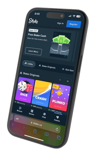 Mobile view of Stake.us