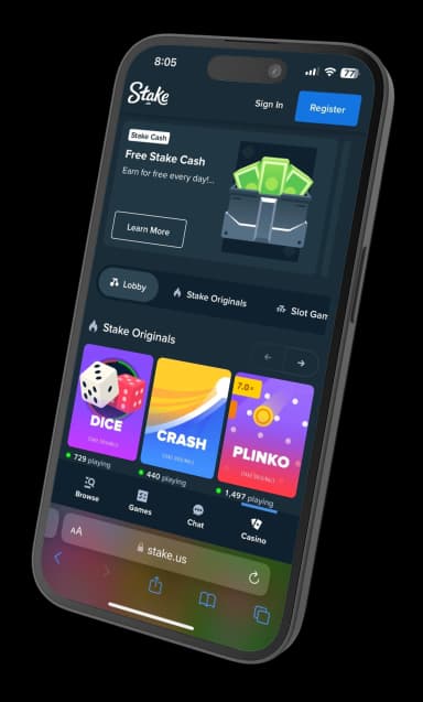Mobile view of Stake.us