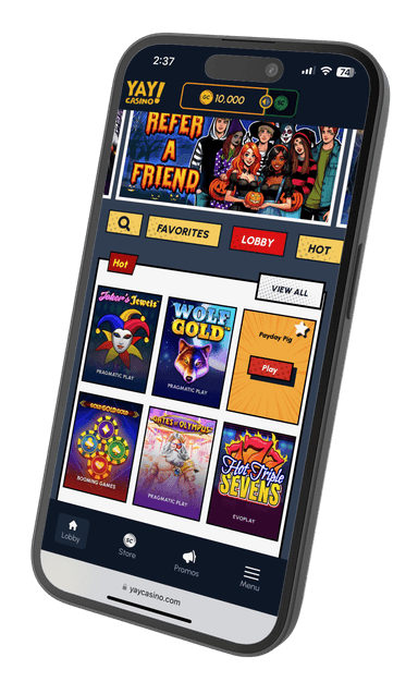 Mobile view of Yay Casino