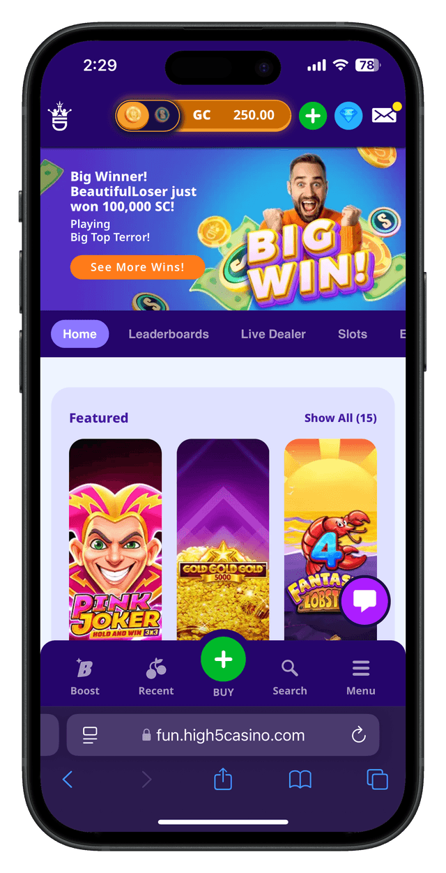 Click to join High 5 Social Casino