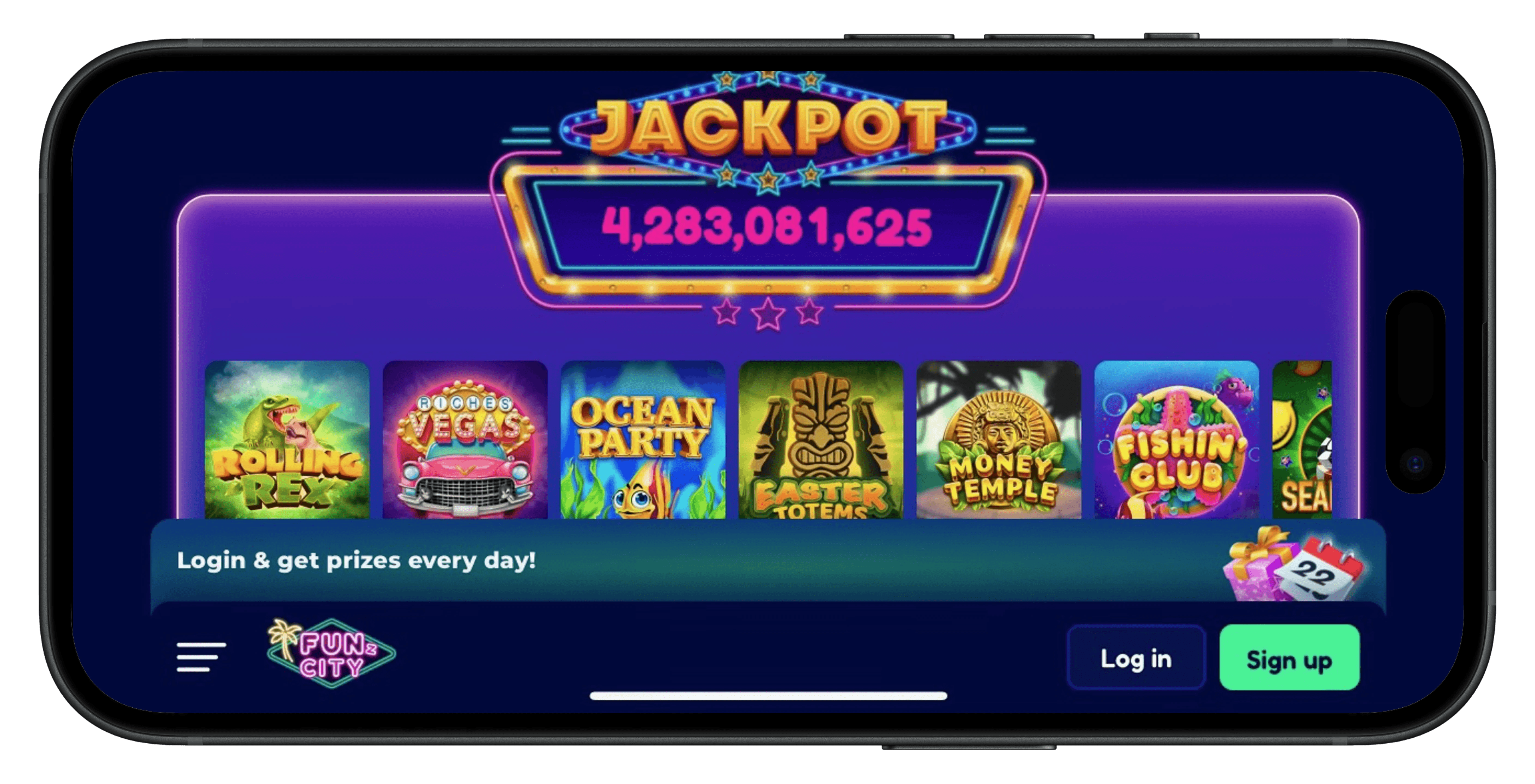 Click to join FunzCity Social Casino and get 125,000 Fun Coins on sign up